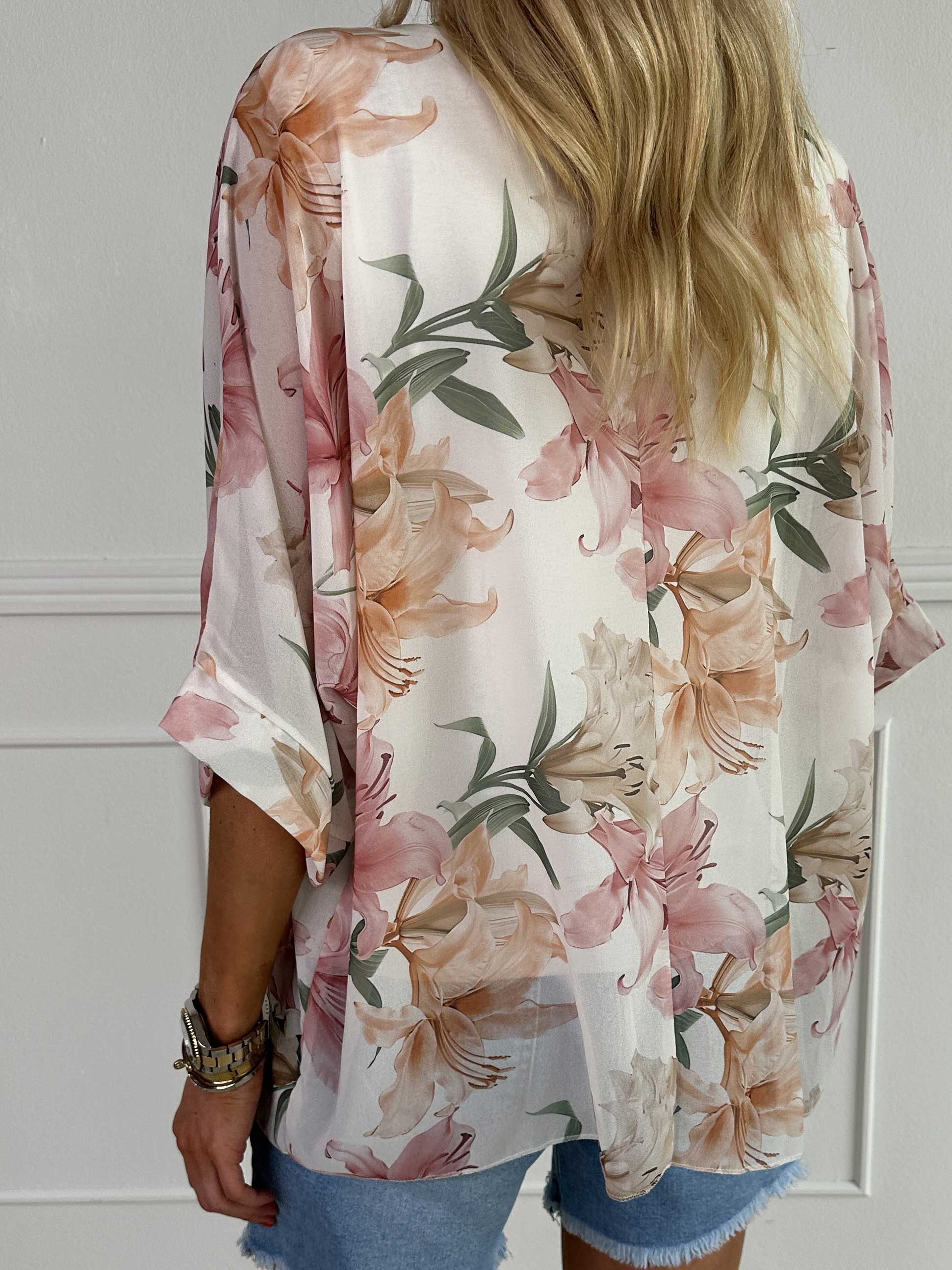 Minna - Blomstret tunika i chiffon med viscose top